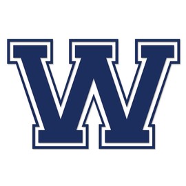 Applicable Pun Varsity Letter W - Vinyl Decal for Outdoor Use on Cars, ATV, Boats, Windows and More - Dark Blue (Navy) 9 Inches Tall by 14 Inches Wide