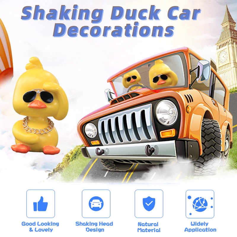 wonuu Shaking Head Duck Cool Car Dashboard Decorations Cute Doll