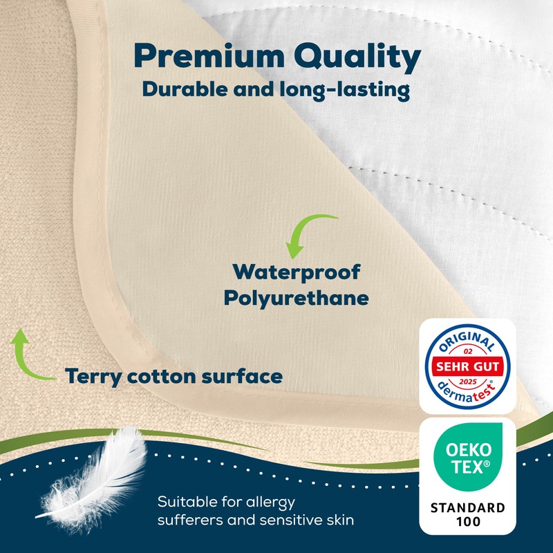 Sensalou Waterproof Mattress Protector 90 x 200 cm Beige –
