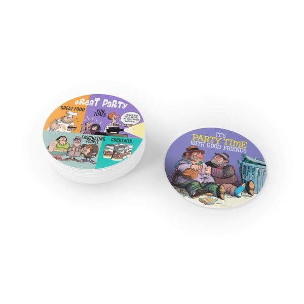 Funny Party Coaster - Round Humorouse Coasters- 25 Count Coaster