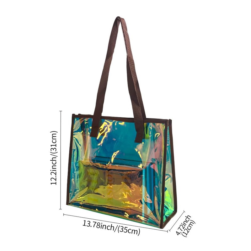 ONEART - Bolso de mano transparente iridiscente a la moda,