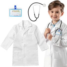 RioRand Kids' Doctor Lab Coat Costume with Accessories Role Play for Boys Girls Playset Nurse Costume Age 3-12 (White, S-120CM/3-5T)