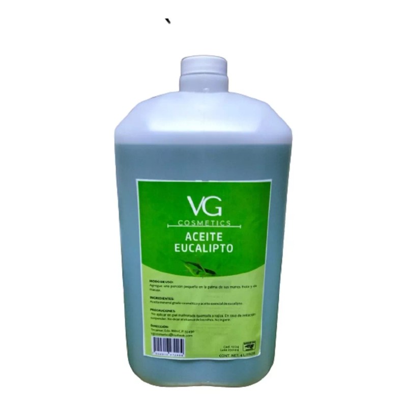 VG COSMETICS Aceite Masajes Eucalipto Corporal Profesional Spa 4 Litros