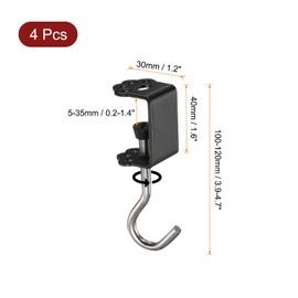 HARFINGTON 4pcs Desk Hook Clamp 0.2"-1.4" Clamping Range Cat Claw Shape Bag Hook for Backpack Table Purse Clothes Portable Desk Mount Bag Holder Hook Clamp, Black