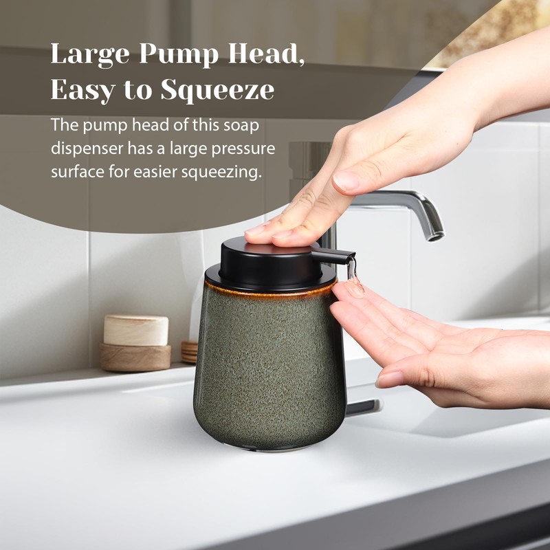 INGOFIN Ceramic Lotion Dispenser - 12 oz Refillable Hand Soap