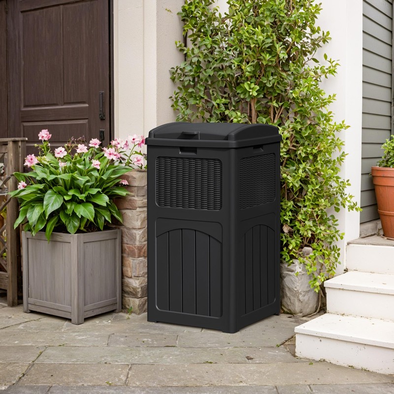 YESHOMY 2 Pack Outdoor Trash Can with Lid, Garbage Bins