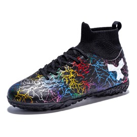 Alekaor Boys Girls Soccer Cleats Kids Football Cleats Youth Soccer Shoes Indoor Turf Soccer Shoes Black,13