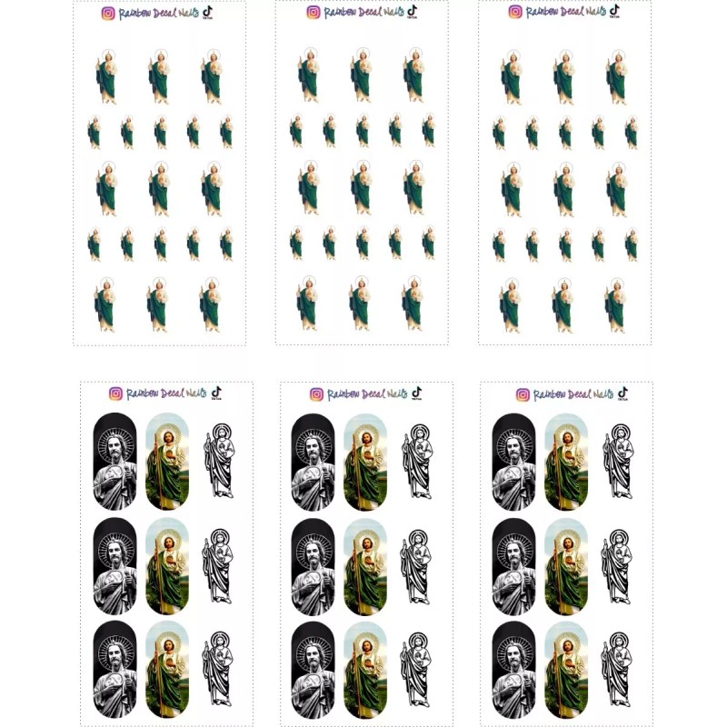 Rainbow Decal Nails Sticker Nails Tatto San Juditas Tadeo 6