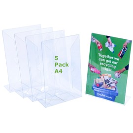 TheExhibitionShop 5 x Premium Quality Angled A4 Sign Holders | A4 Menu Holders | Table Sign Holder | Message Holder | A4 Display Holder | 100% Recyclable |