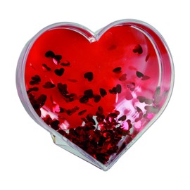 OOTB 3D Glitter Water Globe with Heart Foils, Acrylic, Transparent, 9 x 4 x 9 cm