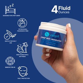 Snugell CPAP Skin Moisturizer Daily Face Cream – 4 Fl. Oz. Each – Aloe Vera, Vitamin A & E – Petroleum-Free Formula – Hydrates & Softens Skin (4 FL Oz Pack of 1)