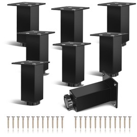 Niviy Pack of 8 100 mm Furniture Feet, Aluminium Cabinet Feet Legs for Chairs Table Cabinet Bathroom Cabinet Sofa Furniture Legs with Screws Stable and Easy Assembly Square Black with Screws 24 Pieces
