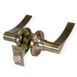 Amig - Set aus Einsteckschlössern mit Drückergarnitur | Rosette für Türen | Idealer Griff für Holztüren | Zamak | Leder | Eingangsschloss 60/70 mm | Innentürgriff