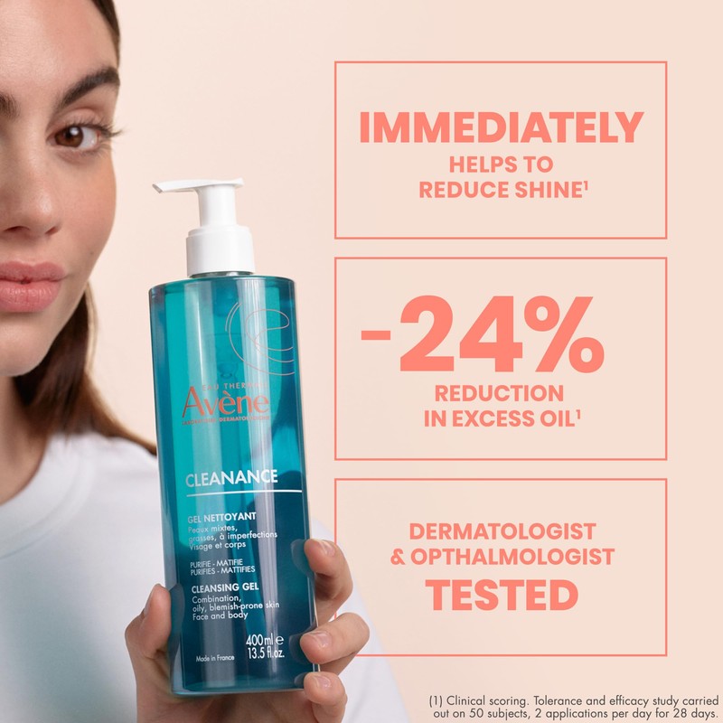 Avène Cleanance Cleansing Gel Soap Free Cleanser for Acne Prone,