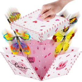 BOFUNX Surprise Box Birthday Gift Box with Flying Butterflies Explosion Box Pop Up Surprise Box for Birthday Wedding Graduation Party Decoration
