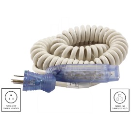AC WORKS [29441-AS] Medical Grade Power Strip Coiled Cord with Bar Tri-outlet