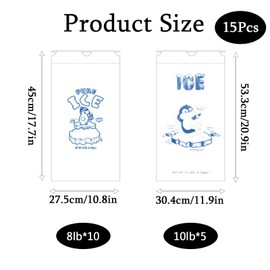 15Pcs Ice Bags, Ice, Empty Ice Bag Ice Bags for Ice Machine Storage Freezer Keeper Ice Cube Bags Reusable Ice Cube Bags Ice Bags for Ice Cubes Ice Maker Bags