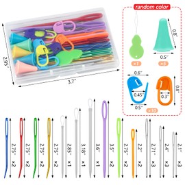 43 Pcs Yarn Needles Set,FIVEIZERO Assorted Yarn Needles Bent Tapestry Needle Weaving Needle Darning Needles Big Eye Blunt Knitting Needles with Stitch Markers for Knitting Crochet
