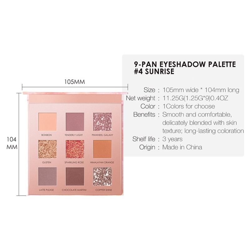 9 Colors Matte Glitter Shining Waterproof Sweatproof Eye Shadow Powder