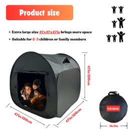 lukidoki Sensory Tent for Kids & Adults with CPC Certification - Large Size 47x47x47in Sensory Calm Corner Helps Autism, ADHD, SPD Children Relax, Reduce Anxiety - Pop-up Blackout Hideout Play Tent