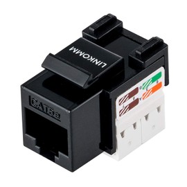 LINKOMM 50-Pack RJ45 Cat5e UTP Unshielded Keystone Jack with Punch Down Palm Holder (Black)