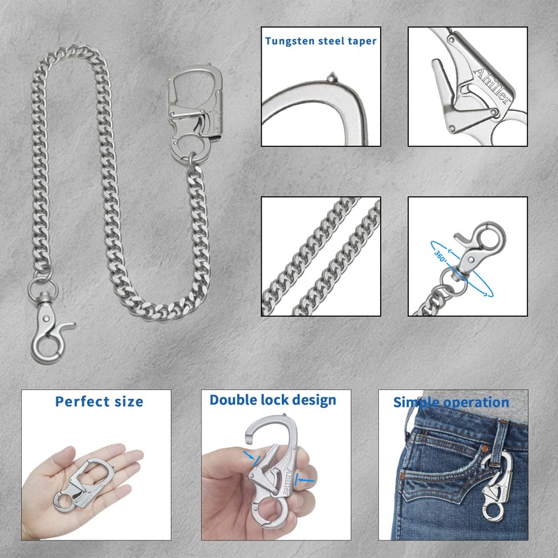 [Ahiller] Men's Wallet Chain, Double Locking Key Chain with Tungsten