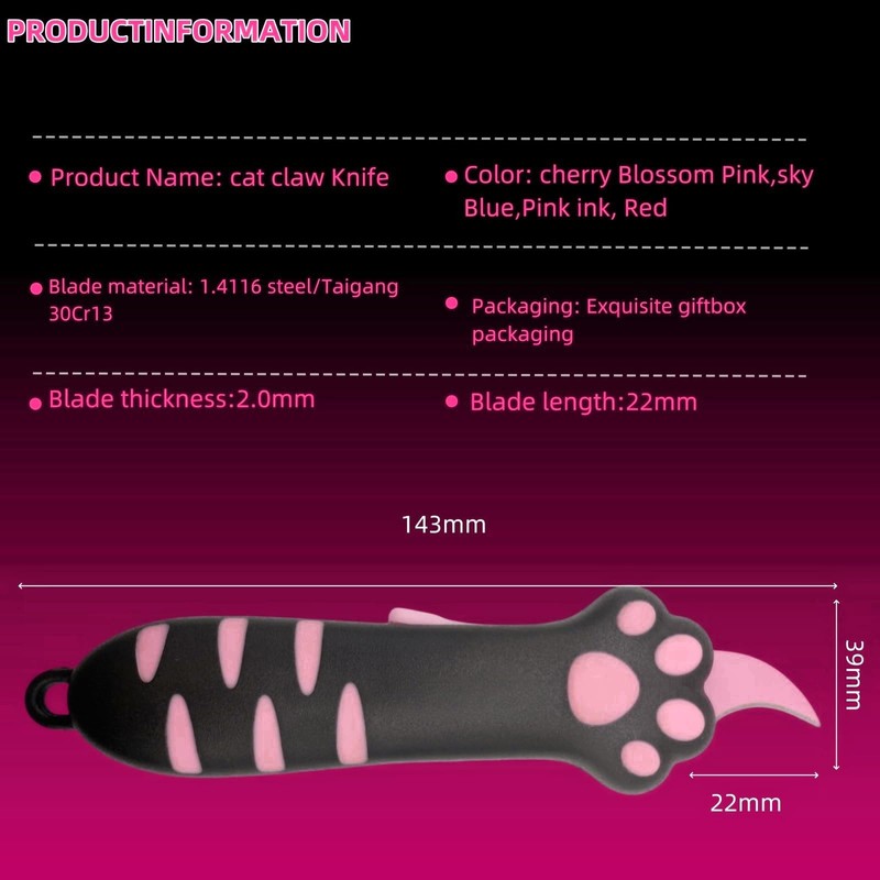 Cat Paw Box Cutter, 2025 New Retractable Cat Claw Knife
