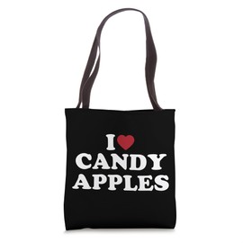 I Love Candy Apples Funny Fall Tote Bag