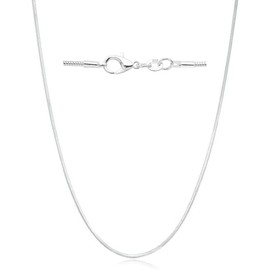 Mieoyue Sterling Silver Chain Necklace for Women Multiple Lengths 16-24 Inches S925 Fine Jewellery (Round Snake 1mm, 18Inch)