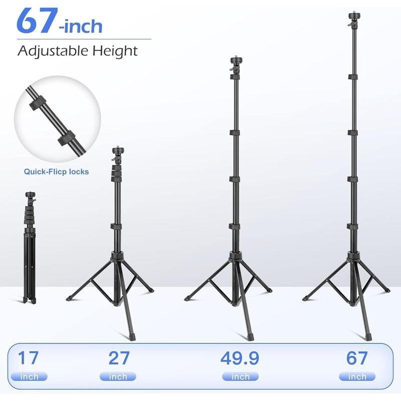 67" Phone-Tripod, Extendable Cell Phone Tripod Stand & Selfie Stick