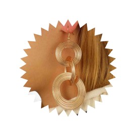 Boho Layered Circle Earrings Gold Hollow Circle Hoop Earrings Metal Hoop Drop Earrings Retro Circle Dangle Earrings Geometric Statement Earrings Jewelry for Women (Gold)