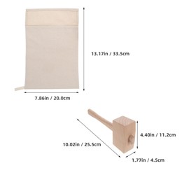 COLLBATH Ice Crushing Tool Set 2pcs Ice Bag Mallet Wood Mallet for Fresh Food Containers Bartending