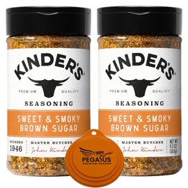 PPB Variety Pack - Kinder's Sweet & Smoky Brown Sugar Seasoning 9.3oz (2Pack) and Pegasus Premium Brands 3-Step Lid Cover