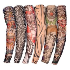 Tattoo Sleeves, Pack of 6 Unisex Tattoo Sleeves, Tattoo Arm Stockings, Nylon, Temporary Tattoos Arm for Carnival, Fancy Dress Party, 38 cm