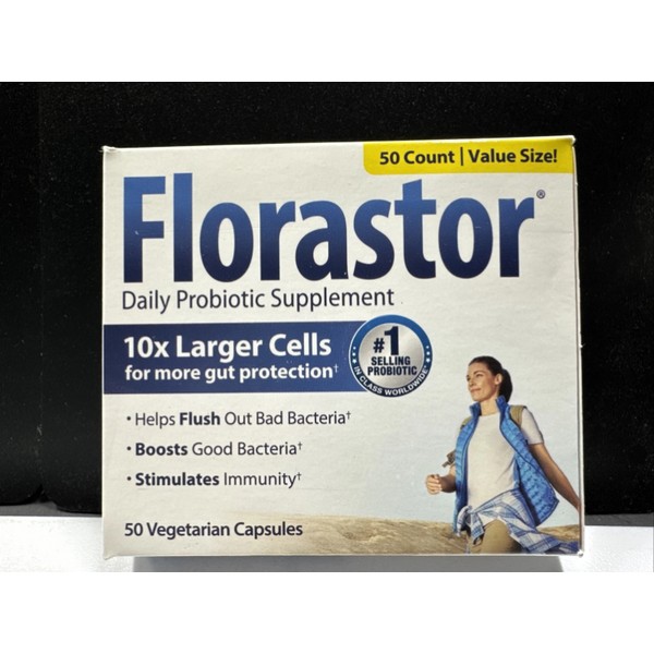 Florastor Daily Probiotic 10xLarger Cells 50 Capsules Exp.09/25+*Boosts Immunity