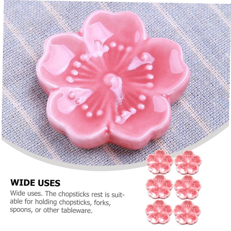 LIFKOME Cherry Blossom Chopstick Holder 6pcs Ceramic Chopstick Racks for