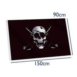 Pirate Flag,3x5 FT Jolly Roger Flag,36x60 Inch Large Digitial Double-Printed Durable 150D Thick Polyester Decorations with 2 Brass Grommet