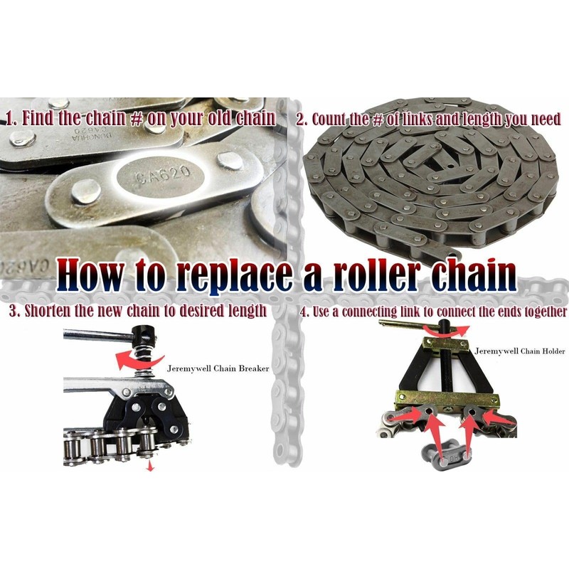 Jeremywell #35 Stainless Steel Roller Chain 3 Feet + Master