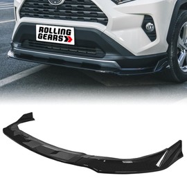 Rolling Gears Front Lip Spoiler Compatible with 2019-2024 Toyota RAV4 LE XLE Front Bumper Spoiler, Carbon Fiber Look 3-Piece Front Spoiler Exterior Body Kit