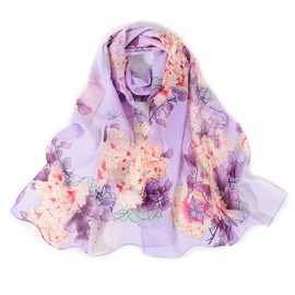 Lamca Chiffon Scarf - Ladies Scarves Lightweight Fashion Floral Print Scarf for Women UK