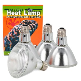 Pangea Halogen Heat Lamp (4 Pack) for Reptiles - Warming UVA and Infrared Light for Turtles, Tortoises, Bearded Dragons, and More - Heating Bulb Accessories, Designed for Ceramic Sockets (50 Watt)