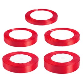 Satin Ribbon, Red, Pack of 5 Decoration Gift Ribbon, Ribbon for Crafts, Gift Ribbon, Wedding Fabric, Red Gift Ribbon, Gift Ribbons for Christening, Birthday, Decoration, Gift Wrapping