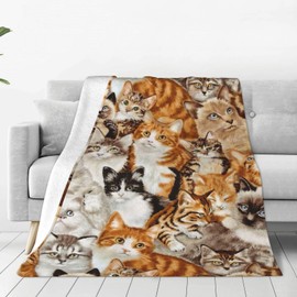 BLUBLU Cute Cat Flannel Fleece Bed Blanket Throw Blanket Lightweight Cozy Plush Blanket for Bedroom Living Rooms Sofa Couch 60"x50"