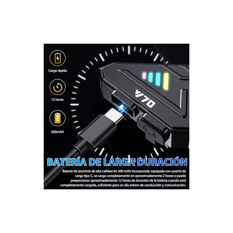 Auricular Bluetooth para motocicleta con micrófono, comunicación intercomunicada vía Bluetooth