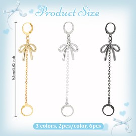 OLYCRAFT 3 Pairs Earplugs Earrings Holder 9.2cm Anti Lost Ear Clips with Butterfly Pendant Alloy Earring Hanging Chain Earplug Holder Earring for Earplugs Accessible Loop Holder Earplug -3 Colors