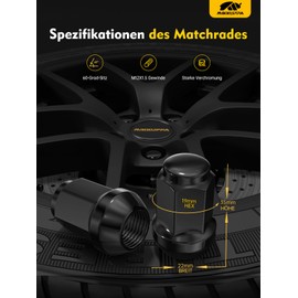 MIKKUPPA M12x1.5 Black Wheel Nuts - SW19 Replacement for 2006-2019 Ford Fusion, 2000-2019 Ford Focus, 2001-2019 Ford Escape Aftermarket Wheels, 20 Pieces Chrome Closed Wheel Nuts