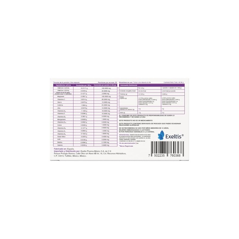 TransVital E, Rhodiola Rosea, Cafeína, Omega 3 (DHA EPA) y