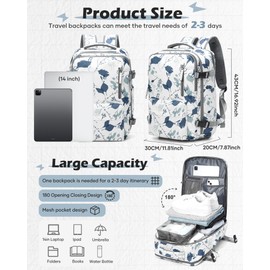 Vacuum Travel Backpack with Travel Pump, Waterproof Personal Item Size Bag, Women & Men's Anti-Theft Laptop Daypack for Work Trip Gym with Wet Bag & Shoe Compartment, Leaf Grey