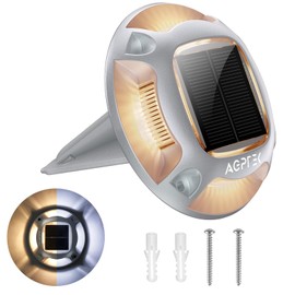 AGPTEK Solar Driveway Light 1 Pack, 2 Colors in 1 Outdoor Solar Deck Dock Marine Waterproof LED Driveway Marker Security Lights for Outside Pathway,Boat Dock,Step,Walkway,Path,Garden