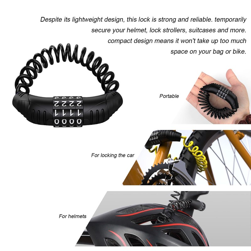 KVAEY 2PCS Motorcycle Helmet Cable Lock, Anti-Theft Helemt Cable Locks
